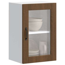Armario de pared para cocina puerta cristal Porto roble marrón