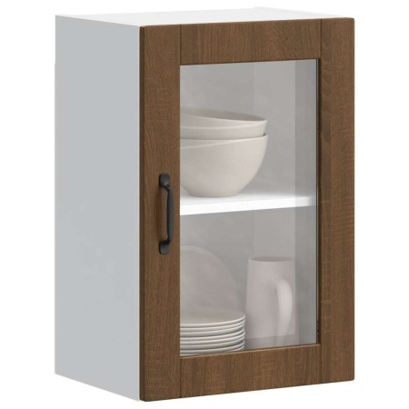 Armario de pared para cocina puerta cristal Porto roble marrón