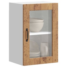 Armario de pared para cocina puerta cristal Porto madera vieja