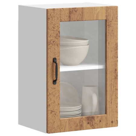 Armario de pared para cocina puerta cristal Porto madera vieja
