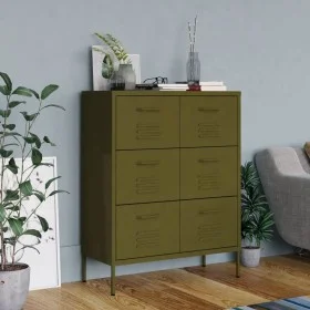 Olive green steel drawer cabinet 80x35x101.5 cm by vidaXL, Lockers and storage cabinets - Ref: Foro24-336144, Price: 190,05 €...