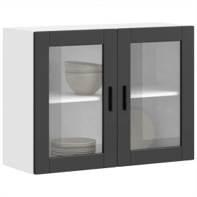 Armario de pared para cocina con puerta de cristal Porto negro