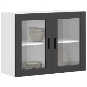 Armario de pared para cocina con puerta de cristal Porto negro