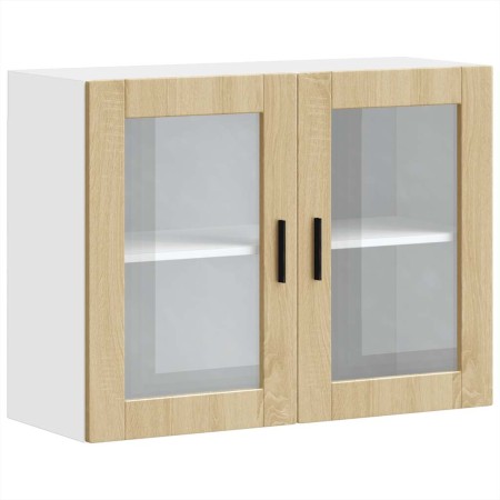 Armario de pared para cocina puerta cristal Porto roble sonoma