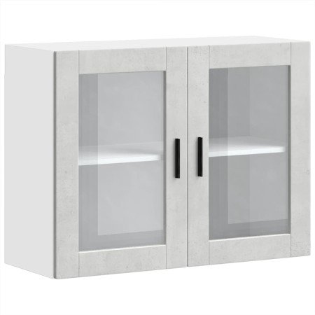 Armario de pared para cocina puerta cristal Porto gris hormigón en Armarios de cocina | Comprar online en Foro24