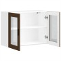 Armario de pared para cocina puerta cristal Porto roble marrón