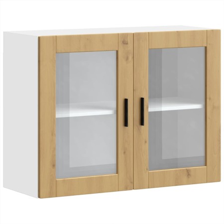 Armario pared para cocina puerta cristal Porto roble artesanal
