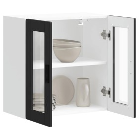 Armario de pared para cocina con puerta de cristal Porto negro