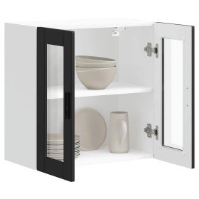 Armario de pared para cocina con puerta de cristal Porto negro
