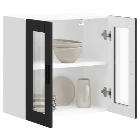 Armario de pared para cocina con puerta de cristal Porto negro