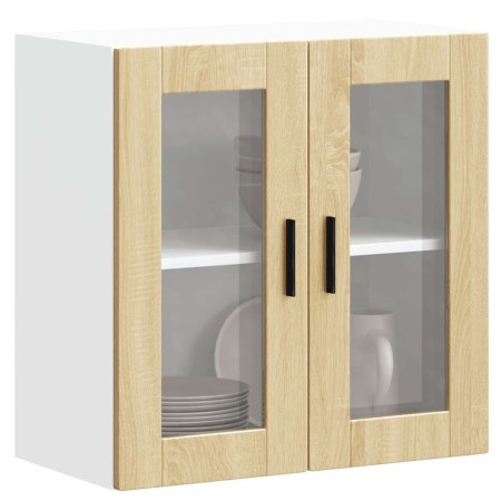 Armario de pared para cocina puerta cristal Porto roble sonoma