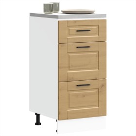 Mueble bajo de cocina porto roble artesano madera reconstituida