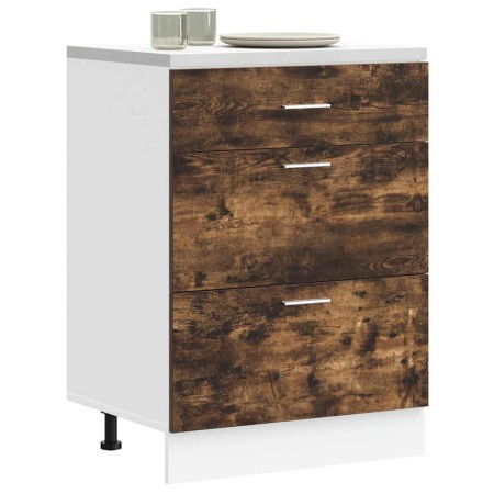 Mueble bajo de cocina "Lyon" de madera de ingeniería de roble