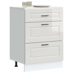 Armario bajo de cocina "Porto" de madera de ingeniería blanco