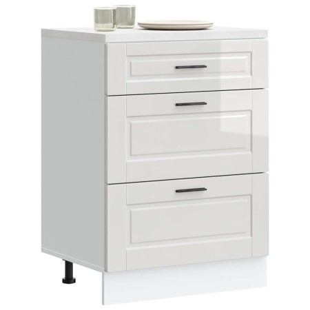 Armario bajo de cocina "Porto" de madera de ingeniería blanco