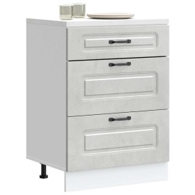 Mueble bajo de cocina Kalmar madera de ingeniería gris hormigón