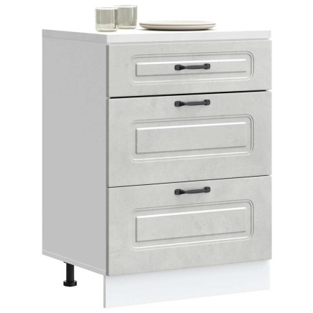 Mueble bajo de cocina Kalmar madera de ingeniería gris hormigón en Armarios de cocina | Comprar online en Foro24