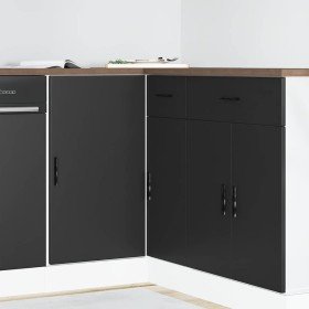 Mueble bajo para fregadero "Lyon" de madera de ingeniería negra