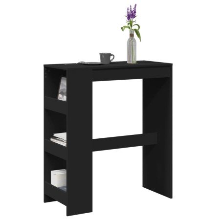 Mesa alta con estantes madera ingeniería negra 90x40x103,5 cm en Mesas de cocina y de comedor | Comprar online en Foro24