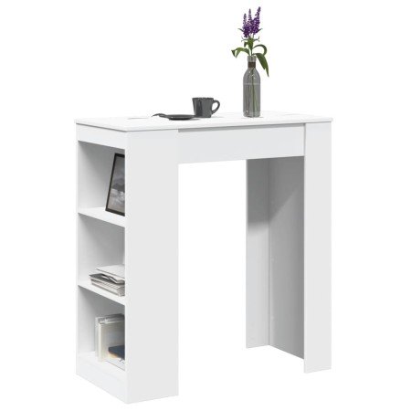 Mesa alta con estantes madera ingeniería blanca 95x47x103,5 cm en Mesas de cocina y de comedor | Comprar online en Foro24
