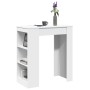 Mesa alta con estantes madera ingeniería blanca 95x47x103,5 cm