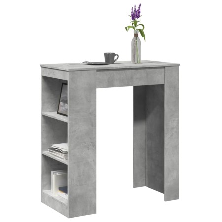 Mesa alta bar con estantes madera gris hormigón 95x47x103,5 cm en Mesas de cocina y de comedor | Comprar online en Foro24