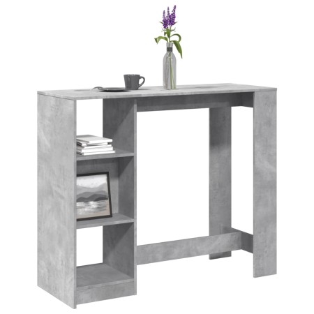 Mesa bar con estante madera gris hormigón 124x46x103,5 cm en Mesas de cocina y de comedor | Comprar online en Foro24