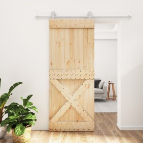 Puerta corredera con herrajes madera maciza de pino 85x210 cm