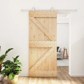 Puerta corredera con herrajes madera maciza de pino 90x210 cm von vidaXL, Türen - Ref: Foro24-3203085, Preis: 210,55 €, Rabat...