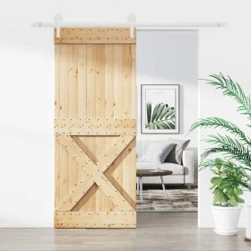 Puerta corredera con herrajes madera maciza de pino 100x210 cm de vidaXL, Puertas - Ref: Foro24-3203253, Precio: 243,72 €, De...