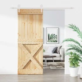Puerta corredera con herrajes madera maciza de pino 90x210 cm by vidaXL, Doors - Ref: Foro24-3203252, Price: 197,59 €, Discou...