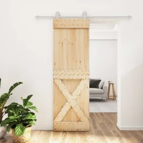 Schiebetür mit Beschlägen aus massivem Kiefernholz 70x210 cm von vidaXL, Türen - Ref: Foro24-3203094, Preis: 186,52 €, Rabatt: %