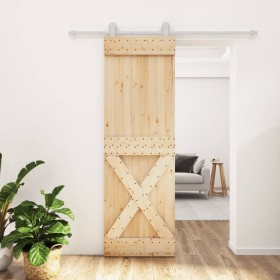 Schiebetür mit Beschlägen aus massivem Kiefernholz 70x210 cm von vidaXL, Türen - Ref: Foro24-3203094, Preis: 172,03 €, Rabatt: %