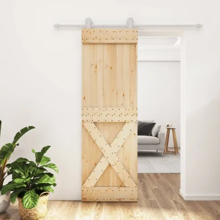 Schiebetür mit Beschlägen aus massivem Kiefernholz 70x210 cm von vidaXL, Türen - Ref: Foro24-3203094, Preis: 186,40 €, Rabatt: %