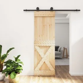Schiebetür mit Beschlägen aus massivem Kiefernholz 70x210 cm von vidaXL, Türen - Ref: Foro24-3203054, Preis: 166,46 €, Rabatt: %