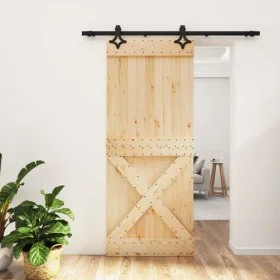 Schiebetür mit Beschlägen aus massivem Kiefernholz, 85 x 210 cm von vidaXL, Türen - Ref: Foro24-3203134, Preis: 194,82 €, Rab...