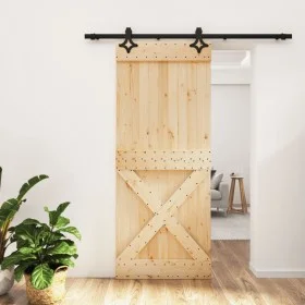Schiebetür mit Beschlägen aus massivem Kiefernholz 85x210 cm von vidaXL, Türen - Ref: Foro24-3203153, Preis: 189,32 €, Rabatt: %