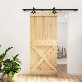 Puerta corredera con herrajes madera maciza de pino 90x210 cm by vidaXL, Doors - Ref: Foro24-3203154, Price: 196,46 €, Discou...