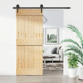 Schiebetür mit Beschlägen aus massivem Kiefernholz 85x210 cm von vidaXL, Türen - Ref: Foro24-3203201, Preis: 150,94 €, Rabatt: %