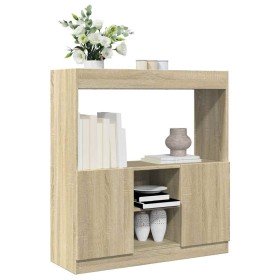 Aparador de madera de ingeniería roble Sonoma 92x33x100 cm en Librerías y estanterías | Comprar online en Foro24