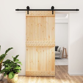 Puerta corredera con herrajes madera maciza de pino 95x210 cm