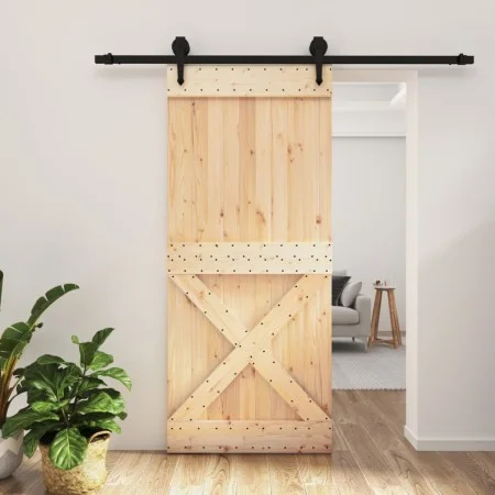 Schiebetür mit massiven Kiefernhölzern und Beschlägen, 90x210 cm. von vidaXL, Türen - Ref: Foro24-3203245, Preis: 187,74 €, R...