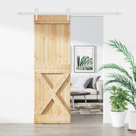 Puerta corredera con herrajes madera maciza de pino 70x210 cm de vidaXL, Puertas - Ref: Foro24-3203266, Precio: 171,12 €, Des...