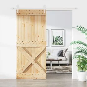 Schiebetür mit Beschlägen aus massivem Kiefernholz 90x210 cm von vidaXL, Türen - Ref: Foro24-3203269, Preis: 206,68 €, Rabatt: %
