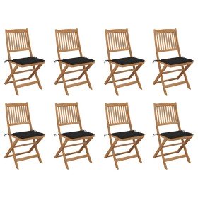 Sillas de jardín plegables 8 uds y cojines madera maciza acacia