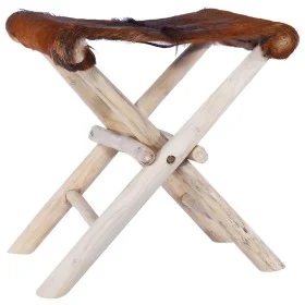 Folding stool made of genuine leather and solid teak wood by vidaXL, Folding stools and chairs - Ref: Foro24-288815, Price: 6...