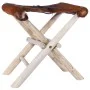 Folding stool made of genuine leather and solid teak wood by vidaXL, Folding stools and chairs - Ref: Foro24-288815, Price: 6...