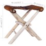Folding stool made of genuine leather and solid teak wood by vidaXL, Folding stools and chairs - Ref: Foro24-288815, Price: 6...