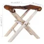 Folding stool made of genuine leather and solid teak wood by vidaXL, Folding stools and chairs - Ref: Foro24-288815, Price: 6...