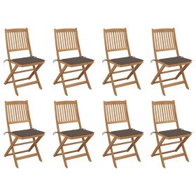 Sillas de jardín plegables 8 uds y cojines madera maciza acacia